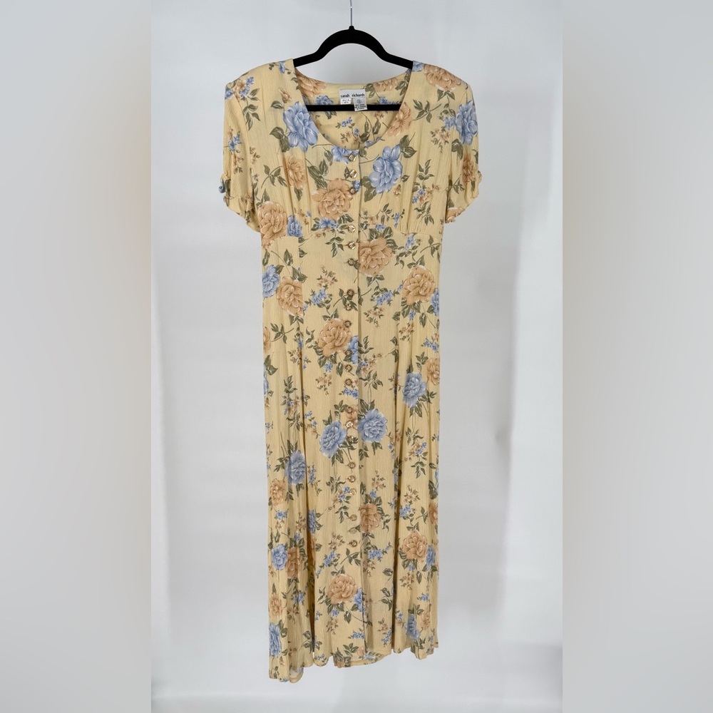 Vintage Floral Button Front Dress Corset Back‎ Feminine Prairie Milkmaid Cottage
